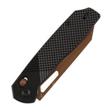 Tenable Shard | Cross Bar Lock Folding Knife | 3.47'' Rose Gold 14C28N Blade | Black Aluminum Handle | Kim Ning Design | T1006V10