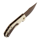 Tenable Orion Flipper Folding Knife | Ivory White G10 Handle | 3.07" Rose Gold Nitro V with CNC Milling Blade | JB Stout Design | B1089C5