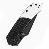Tenable Button Lock Fenrir Folding Knife Black Frag Pattern & Plain Aluminum Handle (3.45" Blackwash 14C28N Blade) Sparrow Knife Design--T1034S2