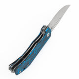 Tenable Orion Flipper Folding Knife | Blue Topo G-mascus Handle | Stonewashed 14C28N | JB Stout Design | B1089A1