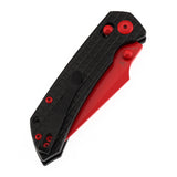 Tenable Fenrir Cross Bar Lock Folding Knife| Blcak Aluminum with Frag Pattern | Red Coated Nitro-V Blade | T1034V10