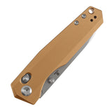 Tenable Beaver Cross Bar Lock Folding Knife Bronze Aluminum Handle (3.44'' Stonewashed Nitro-V Blade) Kim Ning Design-T1105V8
