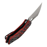 Pre-Order ：Ships by Aug. 10 | Tenable Osprey Folding Knife | 2.22" Stonewashed Nitro-V | Twill Carbon Fiber & Red G10 Handle | Triple Stripe Knives Design - B2087A3