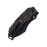 Tenable Pelican XL Folding knife | 3.5" Black TiCn Coated Nitro V Blade | Carbon Fiber with Copper Foil Handle | Kmaxrom Design Design - B0018A4