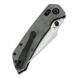 Tenable Fenrir Cross Bar Lock Folding Knife| Green Micarta | 3.49" Stonewashed Nitro-V Blade | Sparrow Knife Design | T1034V1