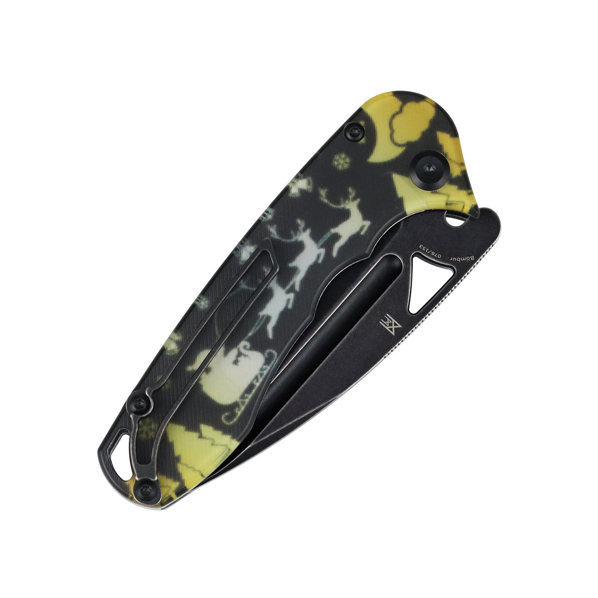 Tenable Bömbur-Exclusive Limited Edition For Christmas | 3.53" Blackwash D2 Blade | PC  with Deer Print Handle | Midgards Messer Design - T1054A10