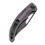 Tenable Gideon Folding Knife Purple Micarta Handle (3.5'' Blackwash Nitro V Blade) Dead Sober Design--T1119A4