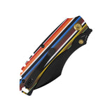 Tenable Pelican XL Folding knife | 3.5" Black TiCn Coated Nitro V Blade | Multicolor Striped G-mascus Handle | Kmaxrom Design Design - B0018A2