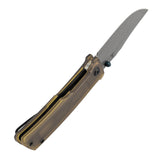 Tenable Bison Folding Knife | 3.24'' Water Ripple Damascus Blade | Amber PEI/Ultem Handle | Ray Laconico Knives Design | B2108A5