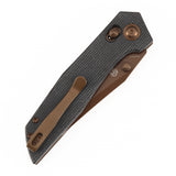 Tenable Deadite Cross Bar Lock Knife | 3.52" Rose Gold 14C28N Blade | Black Micarta Handle | TuffKnives Design - B1081V3