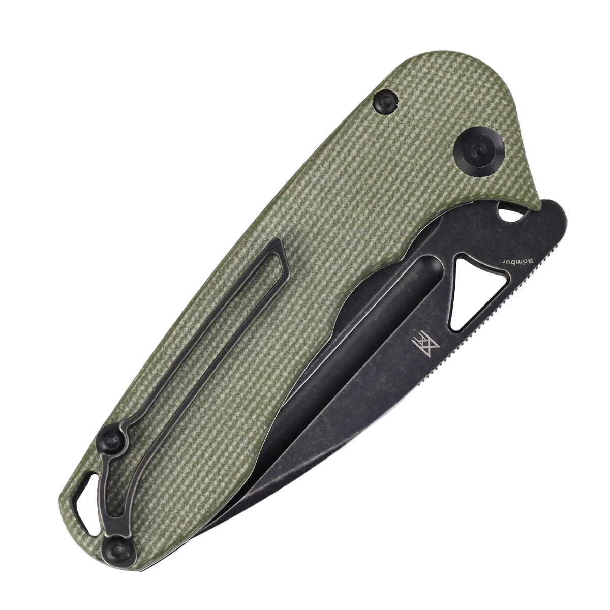 Tenable Bömbur Folding Knife Green Micarta Handle (3.53'' Blackwash D2 Blade) Midgards Messer Design--T1054A4