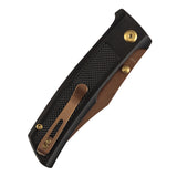 Tenable Bison Folding Knife | 3.24'' Rose Gold Nitro V Blade | Black Aluminum with Frag Pattern Handle | Ray Laconico Knives Design | B2108A3