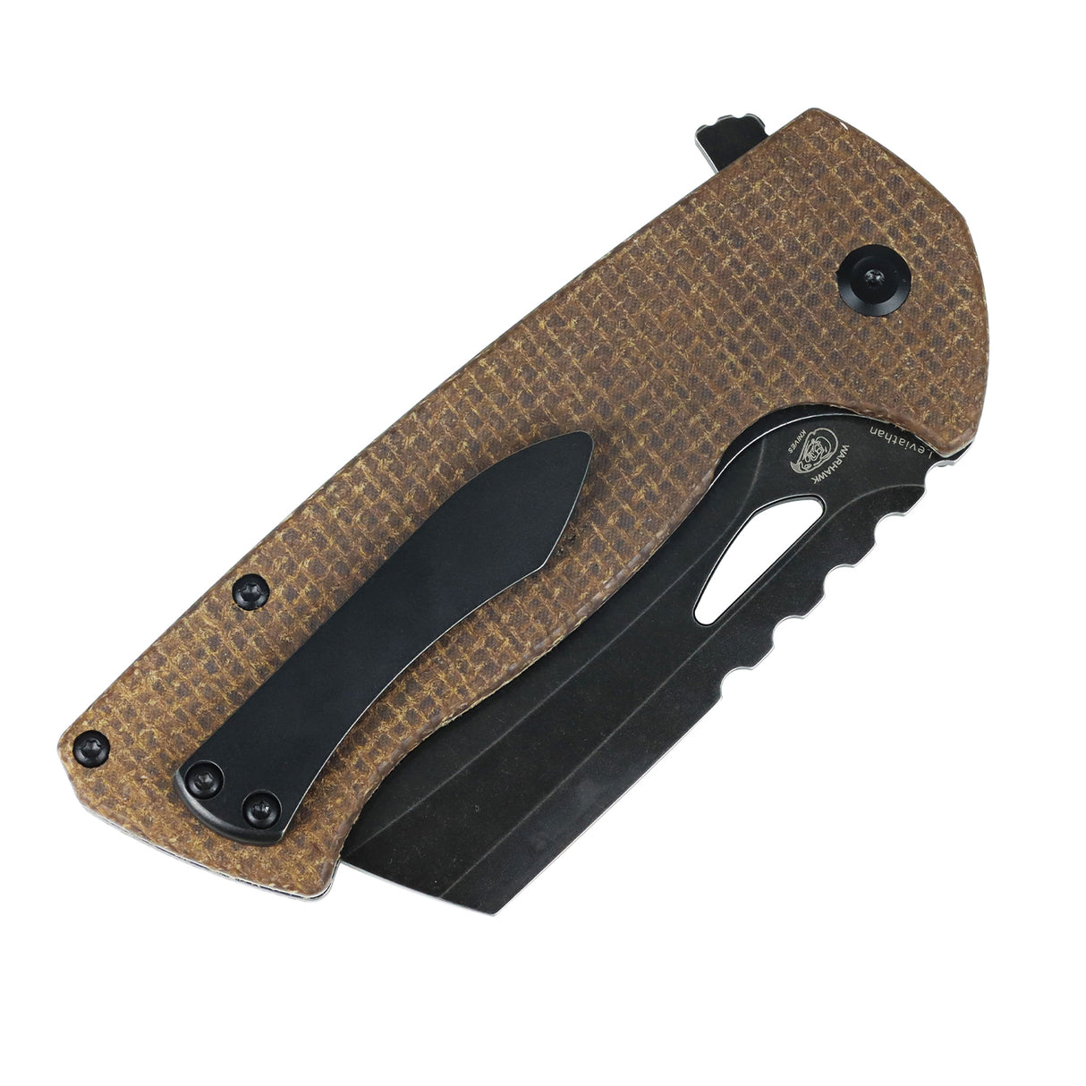 Tenable Leviathan Folding knife | 3.9" Blackwash D2 Blade | Brown Micarta Handle | Warhawk Knives Design - B1083A4