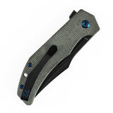 Orion Flipper Folding Knife | Green Micarta Handle | 3.07" Blackwash Nitro V with CNC Milling Blade | JB Stout Design | B1089C4