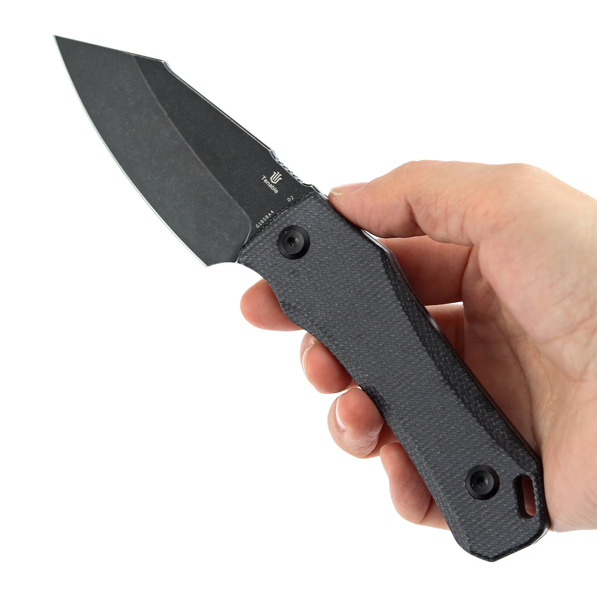 Tenable Loki Fixed Blade Knife |2.99"  Blackwash D2 Blade | Black Micarta Handle | Steven Dunnuck Design | G1058A4