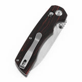 Tenable Kryo Cross Bar Lock | Red & Black G-mascus Handle | 3.58‘’ Stonewashed 14C28N Blade | Kim Ning Design-T1001V11