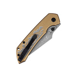 Tenable Fenrir Halloween Limited Edition Folding Knife | Top Liner Lock | 3.4" Water Ripple Damascus Blade | Golden Anodized Aluminum Spooky Gothic Pattern Handle | Sparrow Knife Design - B1034H24