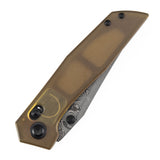 Tenable Deadite Cross Bar Lock Knife | 3.52" Water Ripple Damascus Blade | Amber PEI Handle | TuffKnives Design - B1081V4