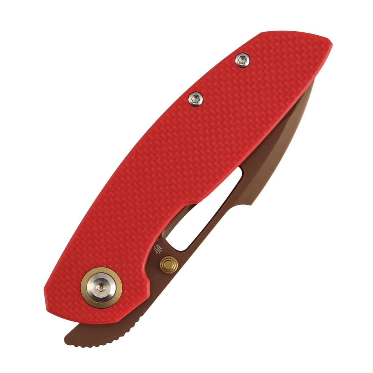 Tenable Link Folding Knife | 3.0" Rose Gold 14C28N | Coarse-textured Red G10 | Triple Stripe Knives Design | B1068A3