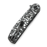 Expected to ship on March 20 -- Tenable Einar Folding Knife Black & White Carbon Fiber Handle (3.13'' Blackwash Nitro-V Blade) Justin Lundquist Design-T2072A4