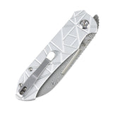 Tenable Rango Folding knife | 3.41" Water Ripple Damascus Blade | Silver Aluminum Handle | Steven Kastner Design -B1120A4