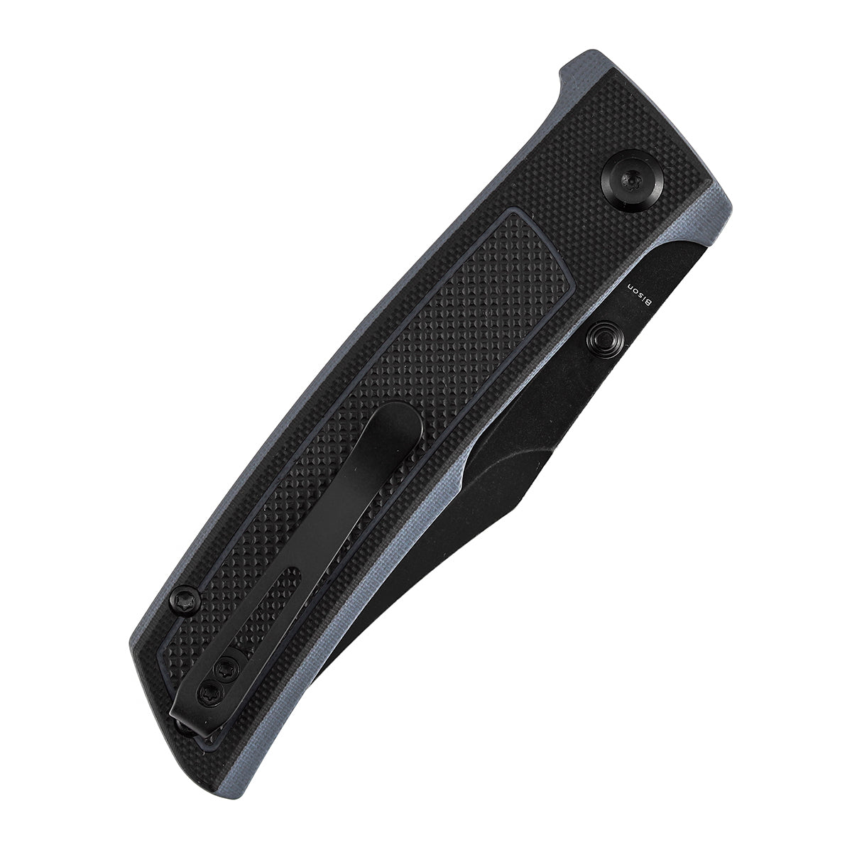 Tenable Bison Folding Knife | 3.24'' Blackwash Nitro V Blade | Black and Gray G10 with Frag Pattern Handle | Ray Laconico Knives Design | B2108A2