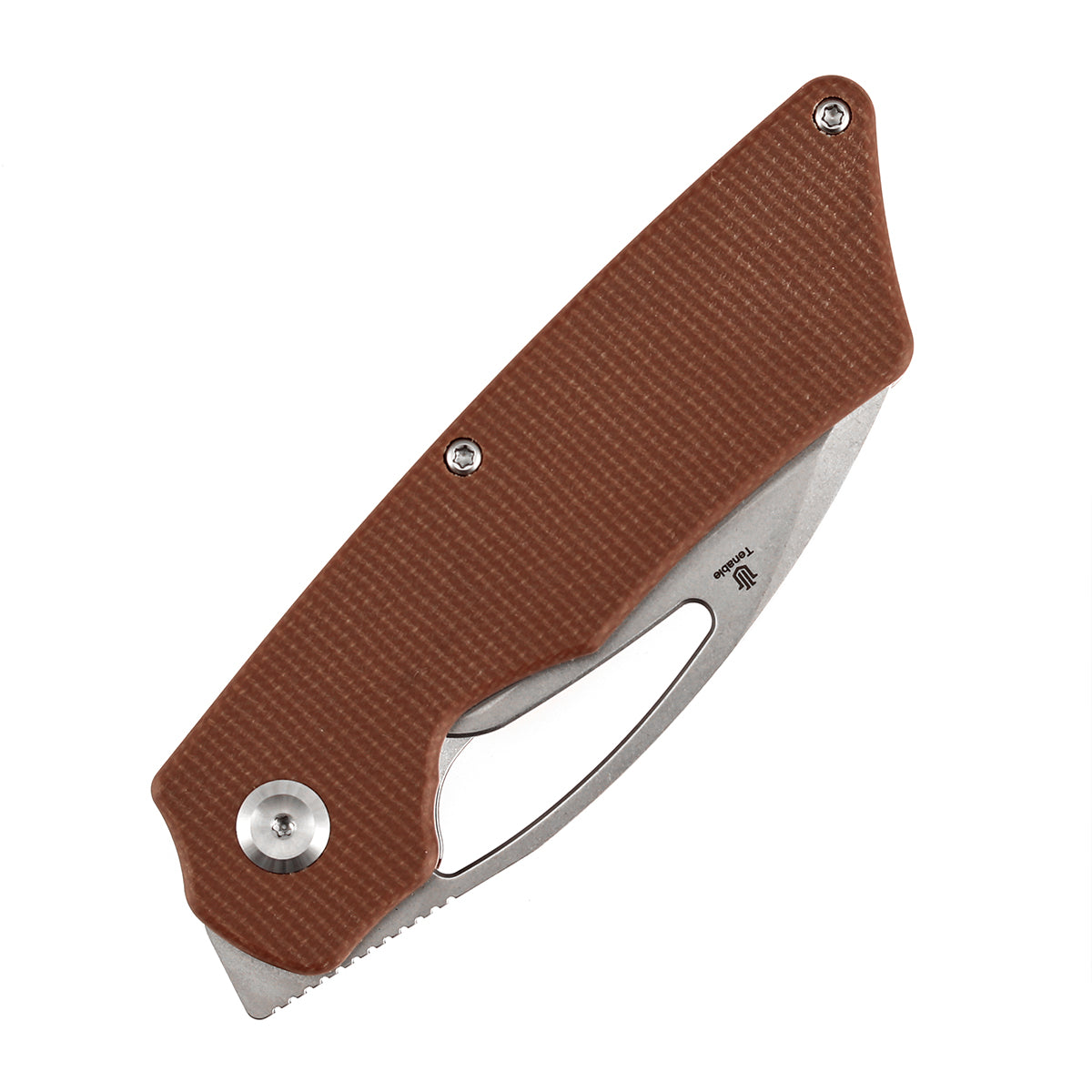 Tenable Goblin L Folding Knife | 3.24'' Stonewashed 14C28N Blade | Brown Micarta Handle | Marshall Noble Design | B3016A4