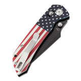Tenable Fenrir Cross Bar Lock | Jade G10 with American Flag Handle | 3.49" Blackwashed Nitro-V Blade | Sparrow Knife Design | T1034V9