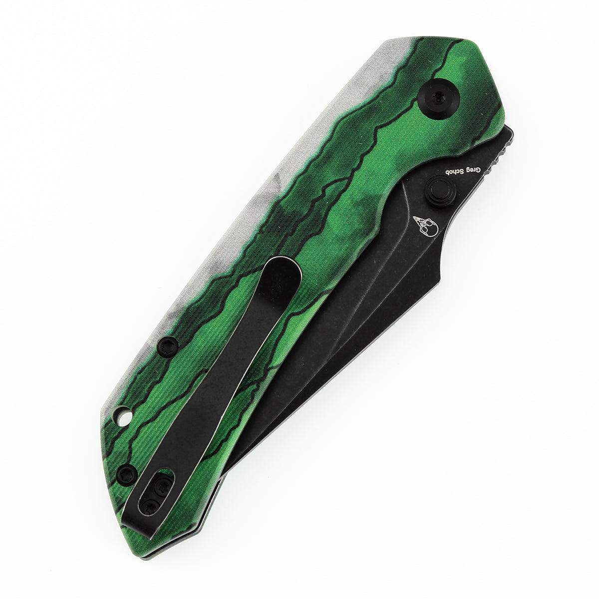Tenable Fenrir Top Liner Lock Folding Knife| 3.4“ Blackwash D2 Blade | Jade G10 with Green Misty Mountain Inspired Pattern Handle | Sparrow Knife Design | B1034H12