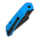 Tenable Fenrir Top Liner Lock Folding Knife| | 3.48“ Blackwash Nitro V Blade | Dark Blue Anodized Aluminum with  Fishscale Texture Handle | Sparrow Knife Design | B1034H92