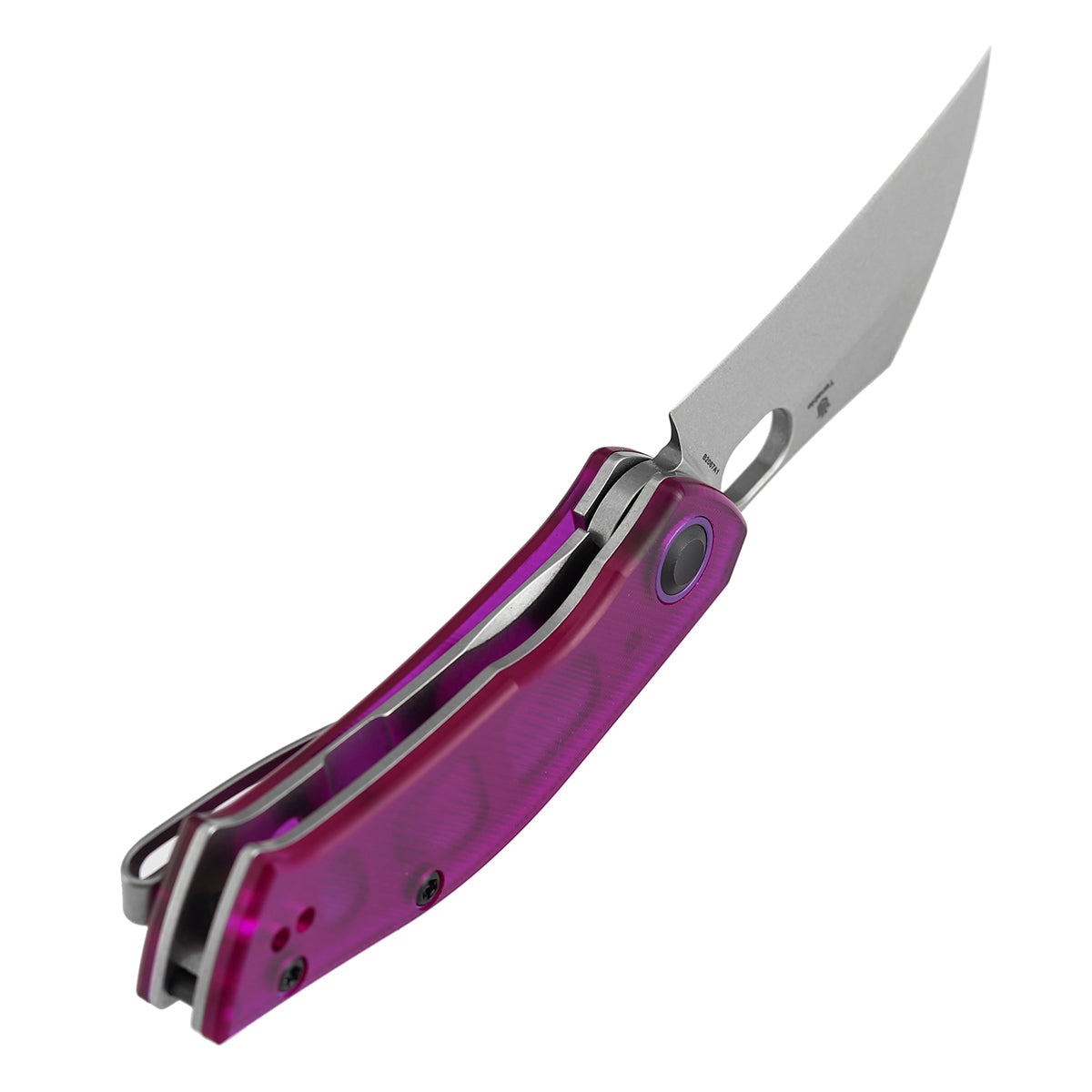 Pre-Order： Ships by Aug. 10 | Tenable Osprey Folding Knife | 2.22" Stonewashed Nitro-V | Purple PC Handle | Triple Stripe Knives Design - B2087A1