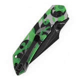 Tenable Fenrir Top Liner Lock Folding Knife| 3.4“ Blackwash D2 Blade | Jade G10 with Green Camouflage Pattern Handle | Sparrow Knife Design | B1034H13