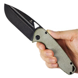 Tenable Bömbur Folding Knife Green Micarta Handle (3.53'' Blackwash D2 Blade) Midgards Messer Design--T1054A4