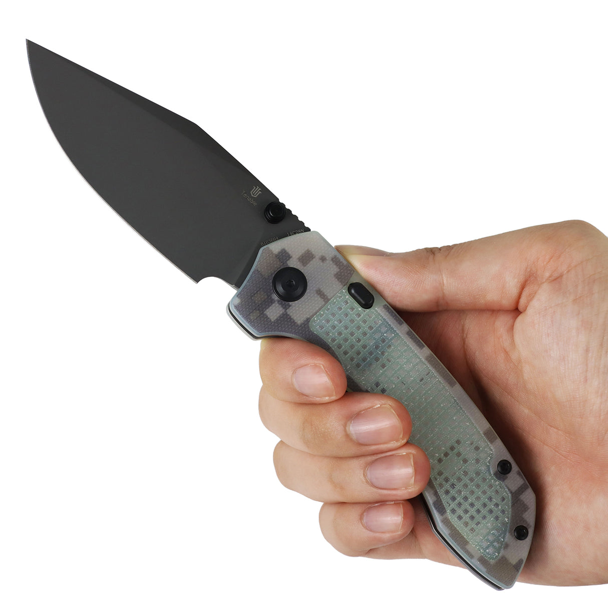 Tenable Entity Top Liner Lock Folding Knife | 3.52“ Gray TiCn Coated 14C28N Blade | Camouflage G10 Handle | Nalu Knives Design - B1036H4