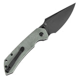 BladeHQ Exclusive Tenable Fenrir Button Lock Knife Green Micarta (3.4" Black SW 14C28N) T1034F5
