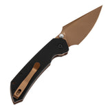Tenable Fenrir Top Liner Lock Folding Knife| Black G10 Handle | 3.48“ Rose Gold Coated Nitro-V Blade | Black Hardware & Silver Thumb Stud | Sparrow Knife Design | B1034H3-2