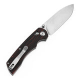 Tenable Kryo Cross Bar Lock | Red & Black G-mascus Handle | 3.58‘’ Stonewashed 14C28N Blade | Kim Ning Design-T1001V11