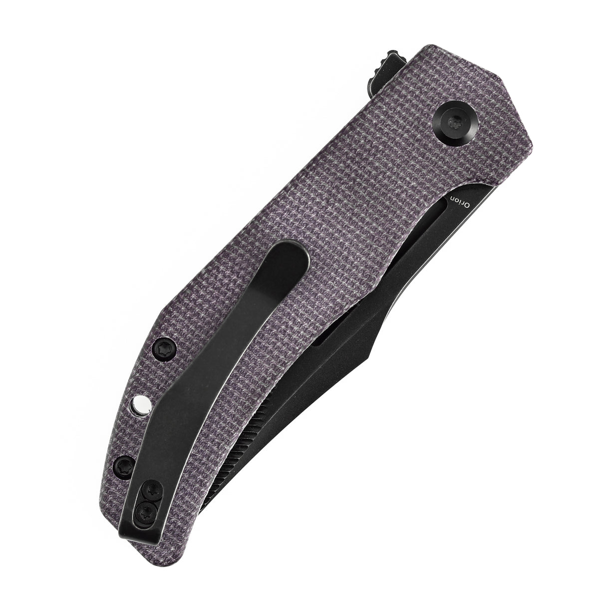 Orion Flipper Folding Knife | Purple Micarta Handle | 3.07" Blackwash Nitro V with CNC Milling Blade | JB Stout Design | B1089C1