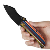 Tenable Pelican XL Folding knife | 3.5" Black TiCn Coated Nitro V Blade | Multicolor Striped G-mascus Handle | Kmaxrom Design Design - B0018A2