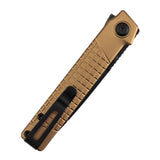 Tenable Kitpu Folding Knife | 2.9'' Blackwash Nitro-V Blade | Bronze Aluminum with Frag Pattern Handle | Jonathan Styles Design - B2123A2