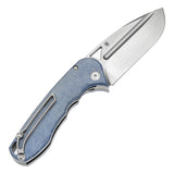 Tenable Bömbur Folding Knife Blue Micarta Handle (3.53''  Stonewashed D2 Blade) Midgards Messer Design--T1054A5