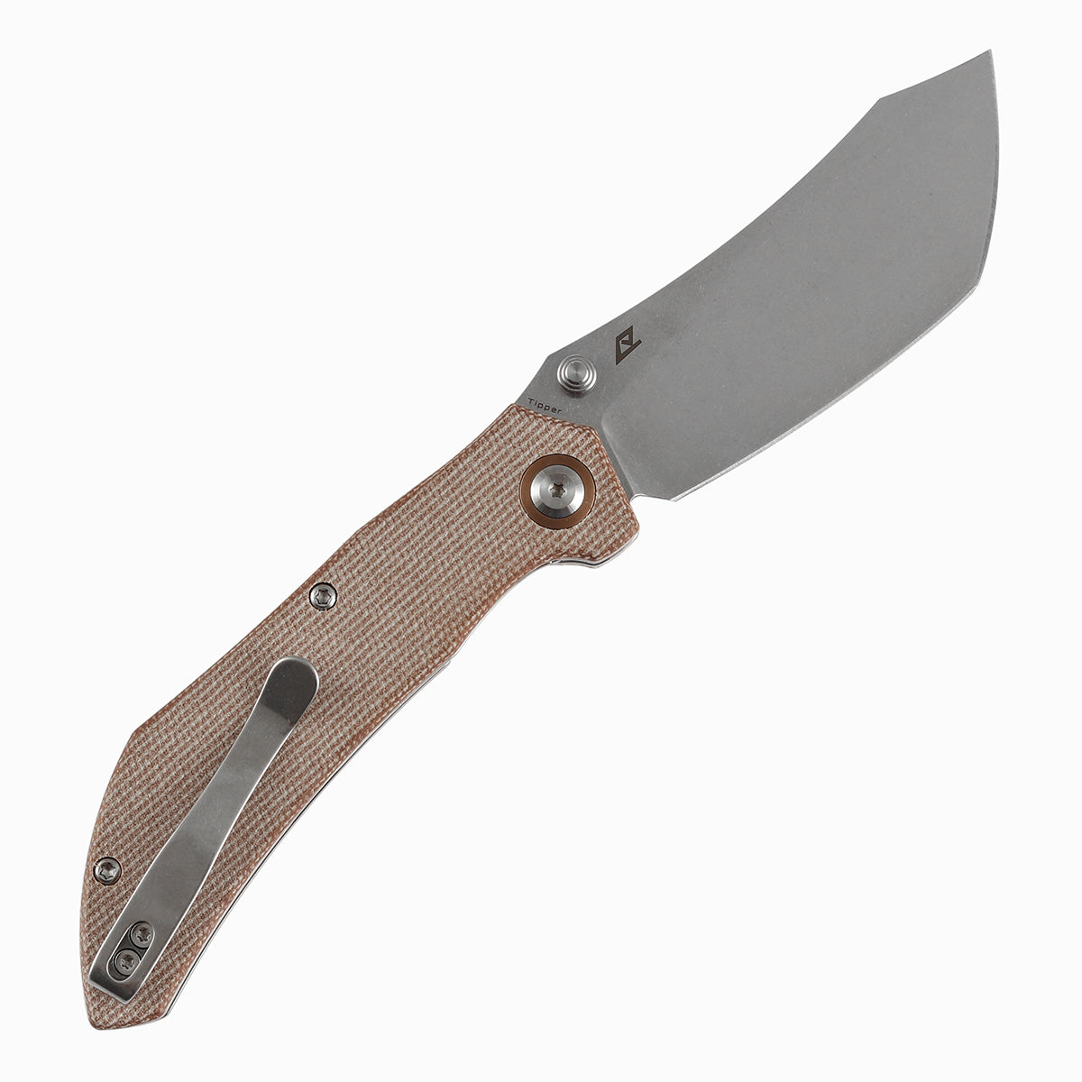 Tenable Tipper Folding Knife | 3.39'' Stonewashed Nitro V Blade | Brown Micarta Handle | Edgy Bladeworks Design | B1079A3