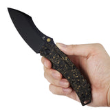 Tenable Pelican XL Folding knife | 3.5" Black TiCn Coated Nitro V Blade | Carbon Fiber with Copper Foil Handle | Kmaxrom Design Design - B0018A4
