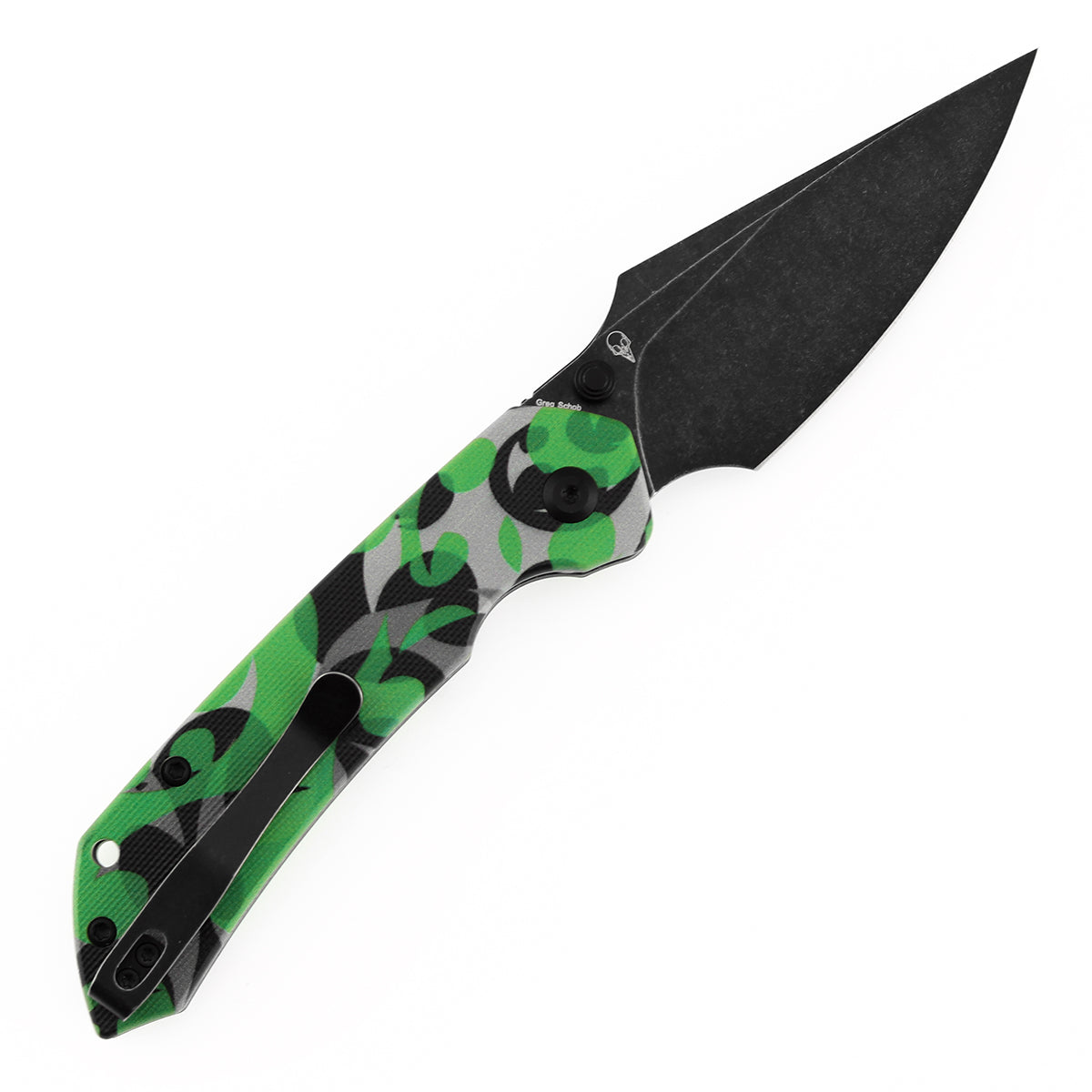 Tenable Fenrir Top Liner Lock Folding Knife| 3.4“ Blackwash D2 Blade | Jade G10 with Green Camouflage Pattern Handle | Sparrow Knife Design | B1034H13