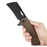 Tenable Leviathan Folding knife | 3.9" Blackwash D2 Blade | Brown Micarta Handle | Warhawk Knives Design - B1083A4