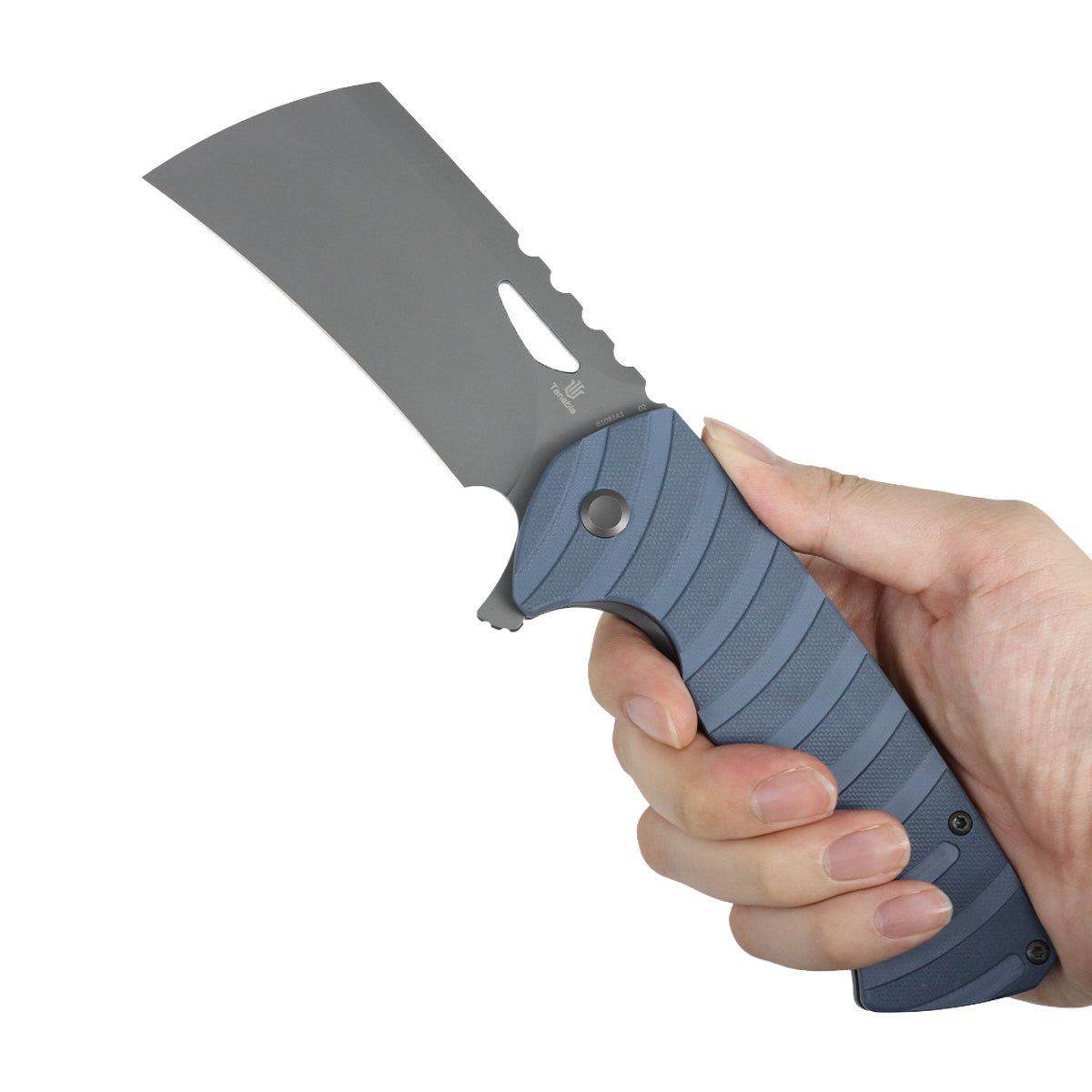 Tenable Leviathan Folding knife | 3.9" Gray TiCn Coated D2 Blade | Slate Blue G10 Handle | Warhawk Knives Design -B1083A1
