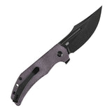 Tenable Orion Flipper Folding Knife | Purple Micarta Handle | 3.07" Blackwash Nitro V with CNC Milling Blade | JB Stout Design | B1089C1