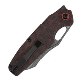 Tenable Tuckamore Folding Knife | 3.54" Water Ripple Damascus | Red & Black Rose Pattern Carbon Fiber | Jonathan Styles Design - B1052A4