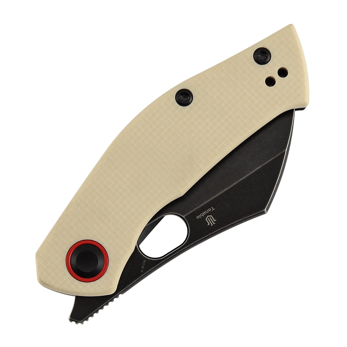 Pre-Order：Ships by Aug. 10 | Tenable Osprey Folding Knife | 2.22" Blackwash Nitro-V | Ivory White G10 Handle | Triple Stripe Knives Design - B2087A2