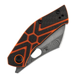 Pre-Order ：Ships by Aug. 10 | Tenable Osprey Folding Knife | 2.22" Water Ripple Damascus | Twill Carbon Fiber & Orange G10 Handle | Triple Stripe Knives Design - B2087A4